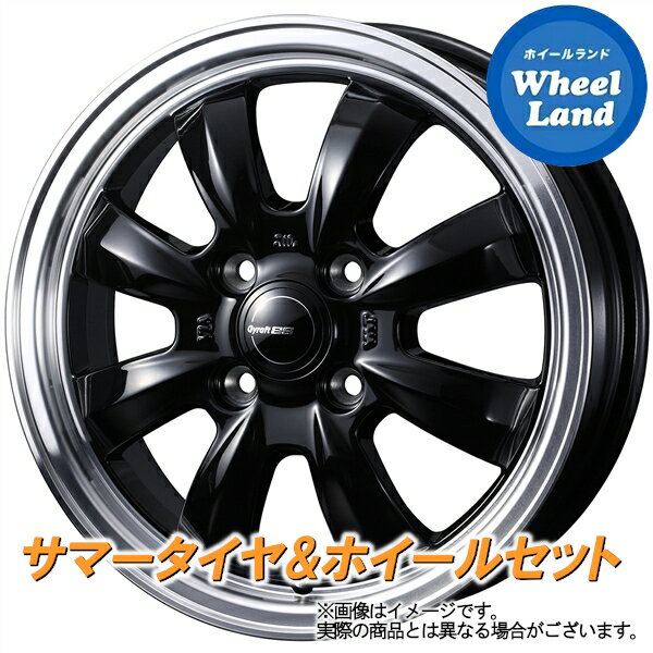 【20日(月)クーポンでお得!!】【タイヤ交換対象】ダイハツ ミラジーノ L650系 WEDS グラフト 8S ブラック／リムポリッシュ BS ポテンザ アドレナリンRE004 165/55R15 15インチ サマータイヤ ホイール セット 4本1台分