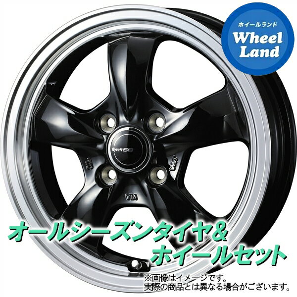 【25日(土)はお得な日!!】【タイヤ交換対象】ダイハツ ミラ カスタム L275,285系 WEDS グラフト 5S ブラック／リムポリッシュ ヨコハマ ブルーアース 4S AW21 165/55R15 15インチ オールシーズンタイヤ ホイール セット 4本1台分