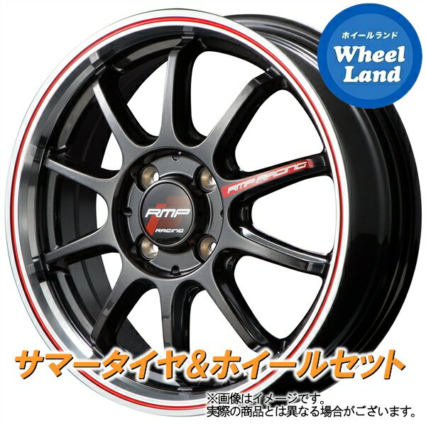 【1日(土)ワンダフル&クーポン!!】【タイヤ交換対象】ダイハツ ミラジーノ L650系 MID RMPレーシング R10 クリスタルBK/リムPレッド ダンロップ EC202L 165/55R15 15インチ サマータイヤ ホイール セット 4本1台分