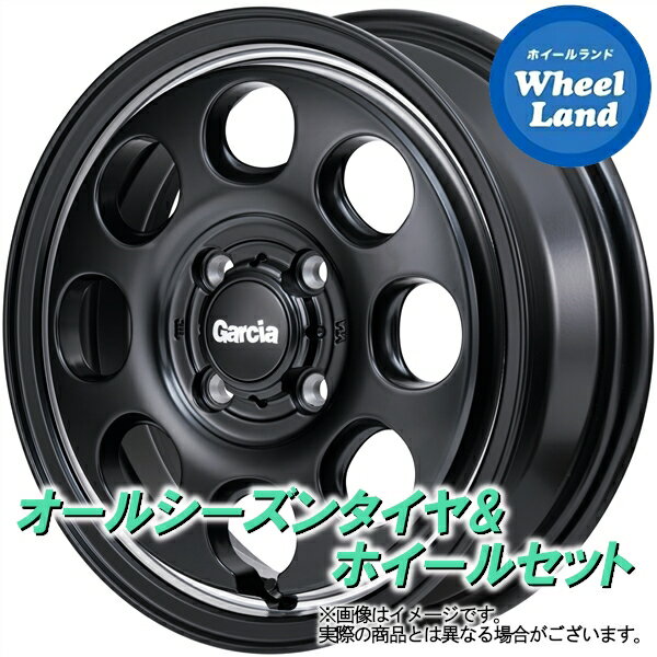 【30日(木)今月最後のクーポン!!】【タイヤ交換対象】ホンダ N BOX JF4系 NA車 4WD MID ガルシア パーム8 セミグロスBK／ヴァーレイPO ダンロップ オールシーズン MAXX AS1 155/65R14 14インチ オールシーズンタイヤ ホイール セット 4本1台分