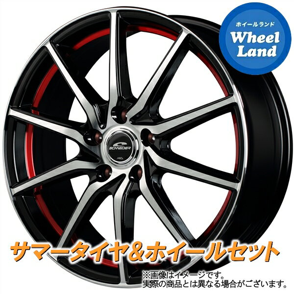 【5日(水)クーポンあり!!】【タイヤ交換対象】トヨタ マークX 130系 2.5L MID シュナイダー RX810 BKPO/アンダーカットレッド ダンロップ EC202L 215/60R16 16インチ サマータイヤ ホイール セット 4本1台分