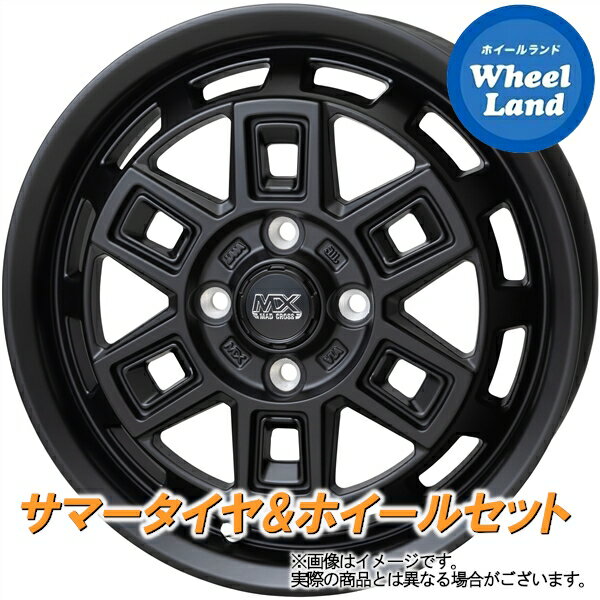 【20日(月)クーポンでお得!!】【タイヤ交換対象】ミツビシ ミニキャブトラック U60系 ホットスタッフ マッドクロス アイヴァー マットBK ダンロップ エナセーブ VAN01 145/80R12 12インチ サマータイヤ&ホイールセット 4本1台分