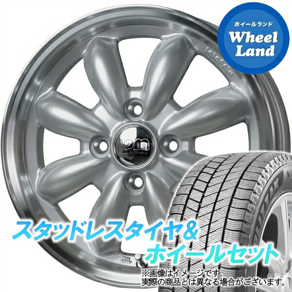 【20日(月)クーポンでお得!!】【タイヤ交換対象】ダイハツ ミラジーノ L650系 HOT STUFF ララパーム カップ2 プラチナシルバー／PO ブリヂストン ブリザック VRX3 155/65R14 14インチ スタッドレスタイヤ&ホイールセット 4本1台分