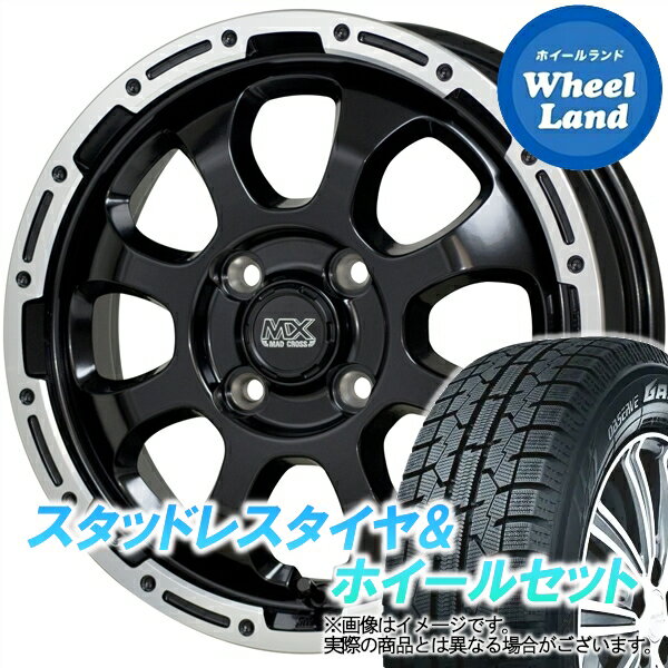 【20日(月)クーポンでお得!!】【タイヤ交換対象】ダイハツ タント エグゼ L450系 ホットスタッフ マッドクロス グレイス BK＆リムPO トーヨー オブザーブ ガリットGIZ 165/55R15 15インチ スタッドレスタイヤ&ホイールセット 4本1台分