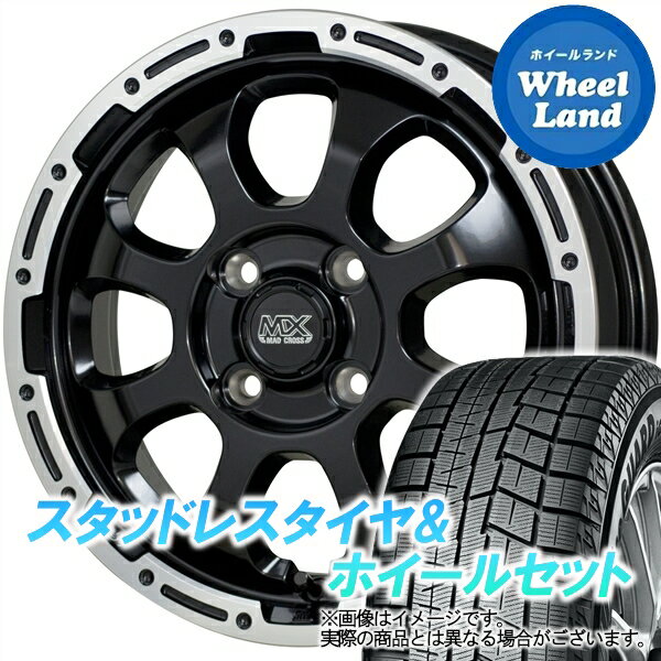 【20日(月)クーポンでお得!!】【タイヤ交換対象】ダイハツ ミラジーノ L650系 ホットスタッフ マッドクロス グレイス BK＆リムPO ヨコハマ アイスガード 6 IG60 165/55R15 15インチ スタッドレスタイヤ&ホイールセット 4本1台分