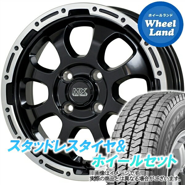 【20日(月)クーポンでお得!!】【タイヤ交換対象】ミツビシ ミニキャブトラック U60系 ホットスタッフ マッドクロス グレイス BK＆リムPO ブリヂストン ブリザック VL10 145/80R12 12インチ スタッドレスタイヤ&ホイールセット 4本1台分