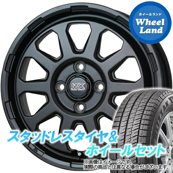 【5日(水)クーポンあり!!】【タイヤ交換対象】スズキ アルト ラパン HE22系 ホットスタッフ マッドクロス レンジャー マットBK ブリヂストン ブリザック VRX2 165/55R15 15インチ スタッドレスタイヤ&ホイールセット 4本1台分