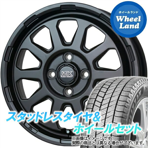 【20日(月)クーポンでお得!!】【タイヤ交換対象】ダイハツ ミラジーノ L650系 ホットスタッフ マッドクロス レンジャー マットBK ブリヂストン ブリザック VRX3 155/65R14 14インチ スタッドレスタイヤ&ホイールセット 4本1台分