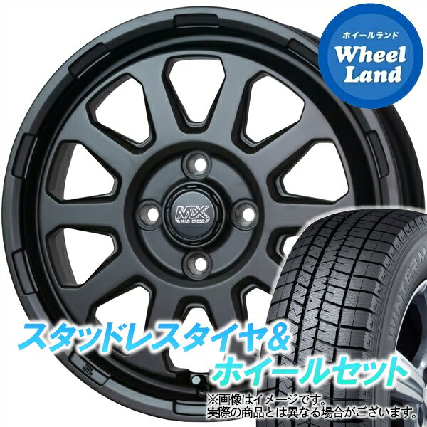 【1日(土)ワンダフル&クーポン!!】【タイヤ交換対象】ダイハツ ミラジーノ L650系 ホットスタッフ マッドクロス レンジャー マットBK ダンロップ ウインターマックス WM03 165/55R15 15インチ スタッドレスタイヤ&ホイールセット 4本1台分