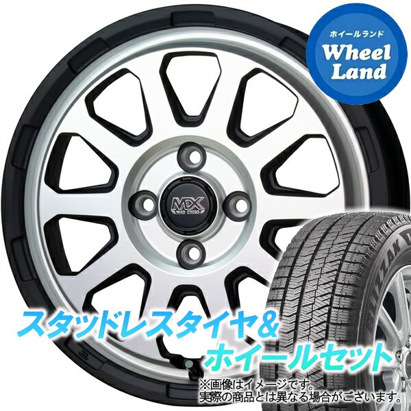 【20日(月)クーポンでお得!!】【タイヤ交換対象】ダイハツ ミラジーノ L650系 ホットスタッフ マッドクロス レンジャー マットS ブリヂストン ブリザック VRX2 165/55R15 15インチ スタッドレスタイヤ&ホイールセット 4本1台分