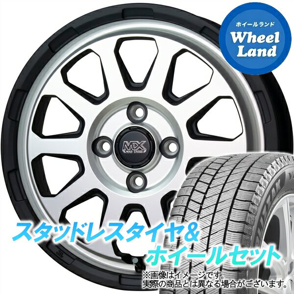 【15日(水)クーポンあり!!】【タイヤ交換対象】ニッサン モコ MG21系 ホットスタッフ マッドクロス レンジャー マットS ブリヂストン ブリザック VRX3 165/50R15 15インチ スタッドレスタイヤ&ホイールセット 4本1台分