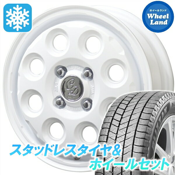 【15日(土)お得なクーポン!!】【タイヤ交換対象】ダイハツ ミラ ココア L675系 KYOHO カワイイ　デコル ネイチャー マットホワイト ブリヂストン ブリザック VRX3 155/65R14 14インチ スタッドレスタイヤ&ホイールセット 4本1台分
