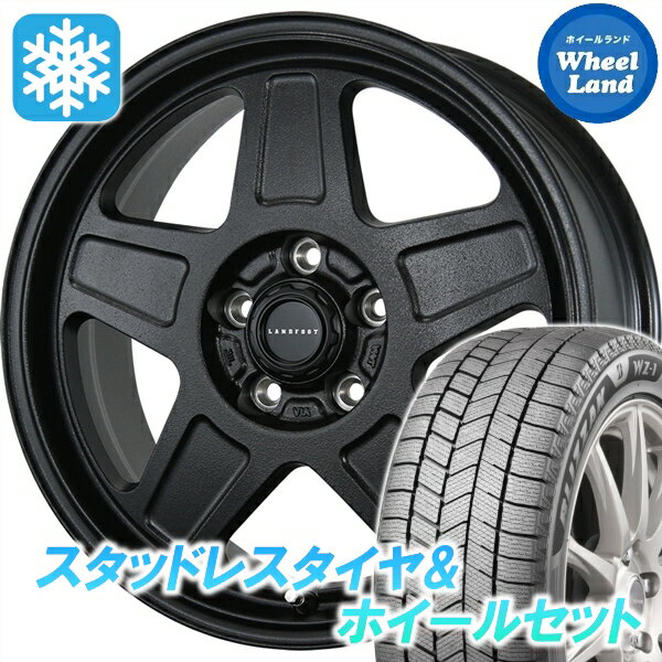 【30日〜1日お得なクーポン!!】【タイヤ交換対象】トヨタ アルファードHV 30系 トピー ランドフット GWD ラギッドブラック ブリヂストン ブリザック WZ-1 215/65R16 16インチ スタッドレスタイヤ&ホイールセット 4本1台分