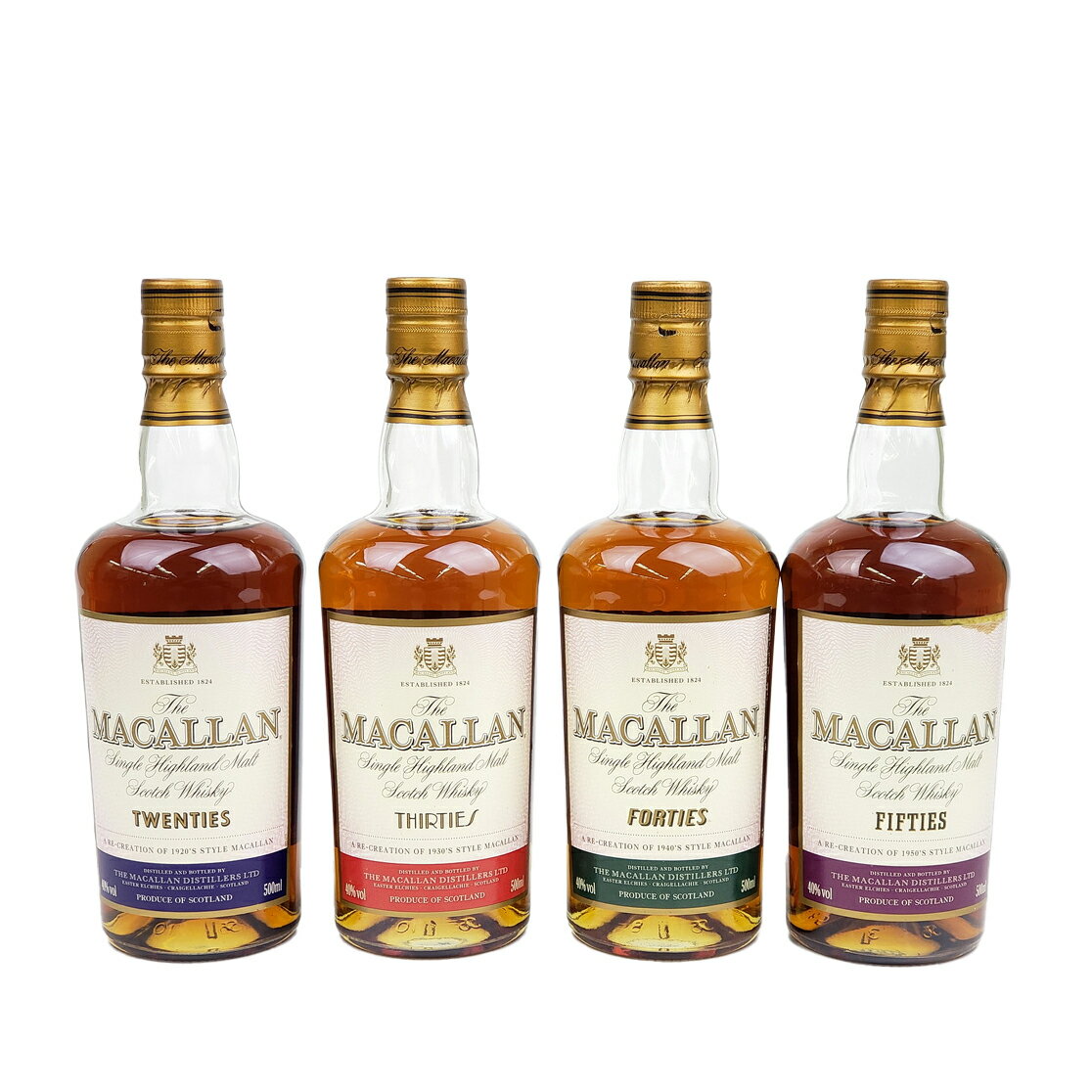 マッカラン ディケーズシリーズ 1920's /1930's/1940's/1950's 40% 500ml*4 箱無/Macallan Decades Series 1920's /1930's/1940's/1950's 500ml*4