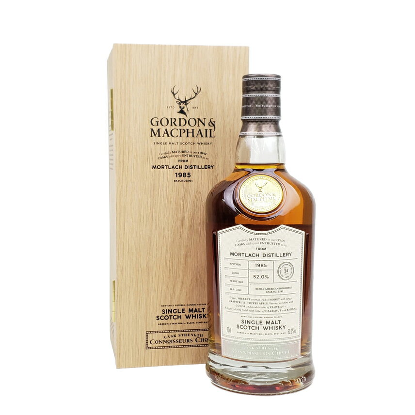 モートラック 34年 1985-2020 シングルカスク ホッグスヘッド #3545 Gordon & MacPhail 143本限定 52% 700ml 木箱付 /Mortlach 34 Year Old 1985-2020 Single Cask Hogshead #3545 Gordon & MacPhail Limited to 143 bottles