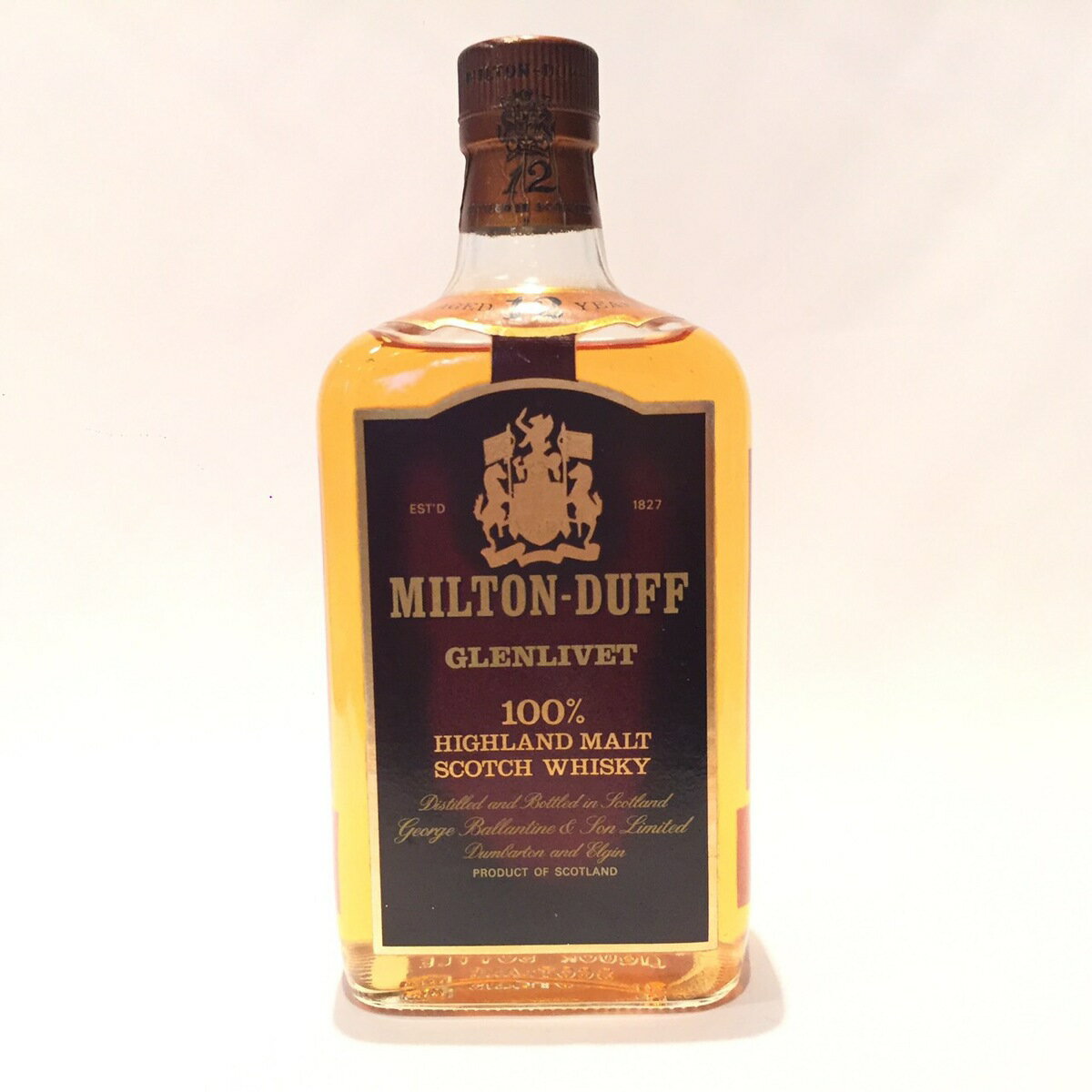 ミルトンダフ MILTON-DUFF GLENLIVET Original Bottling 100% HIGHLAND MALT 12 Years old 43% Vol / 0.75 l Bols-Import Neuss