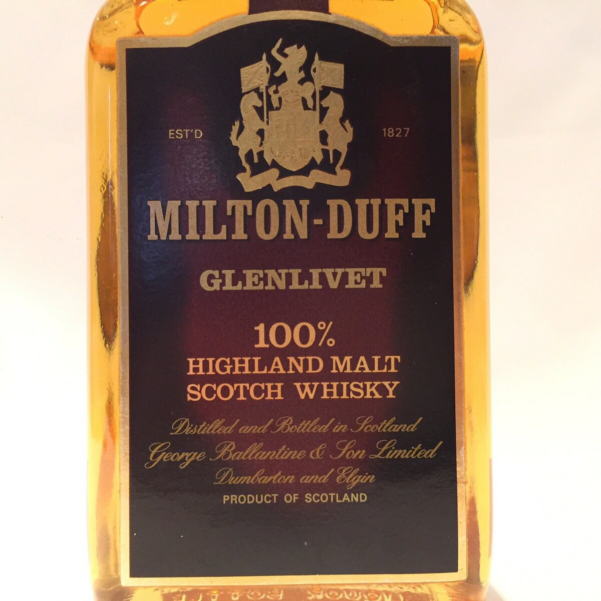 ミルトンダフ MILTON-DUFF GLENLIVET Original Bottling 100% HIGHLAND MALT 12 Years old 43% Vol / 0.75 l Bols-Import Neuss