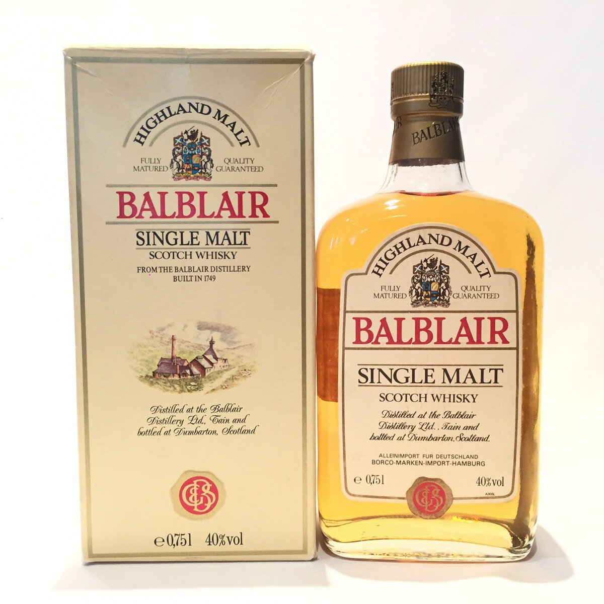 バルブレア Balblair Original Bottling Borco Marken-Import-Hamburg 40% VOL. / 75 CL