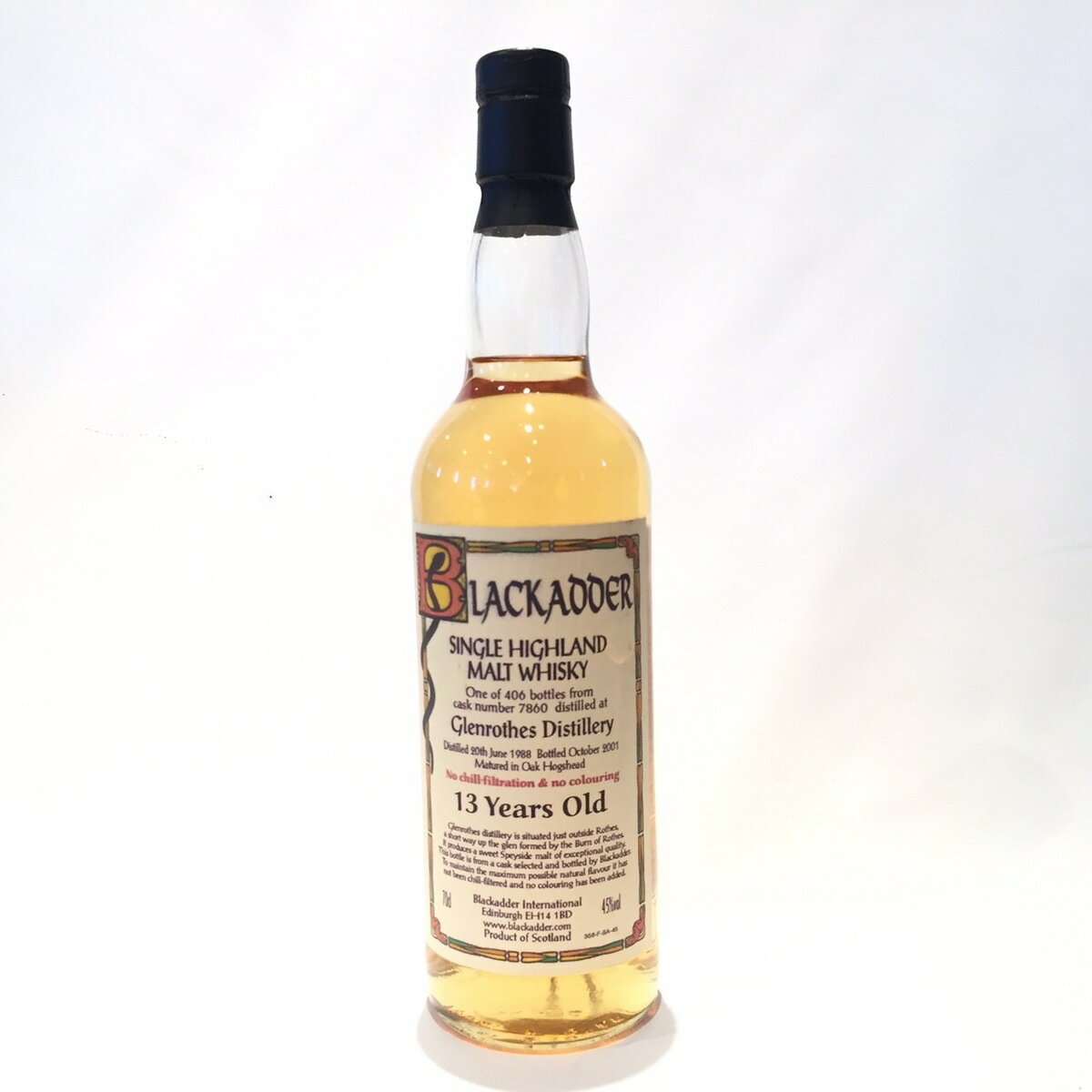 グレンロセスGlenrothesBlack Adder1988-200113years old45%vol / 70clCask no7860Hogshead matured