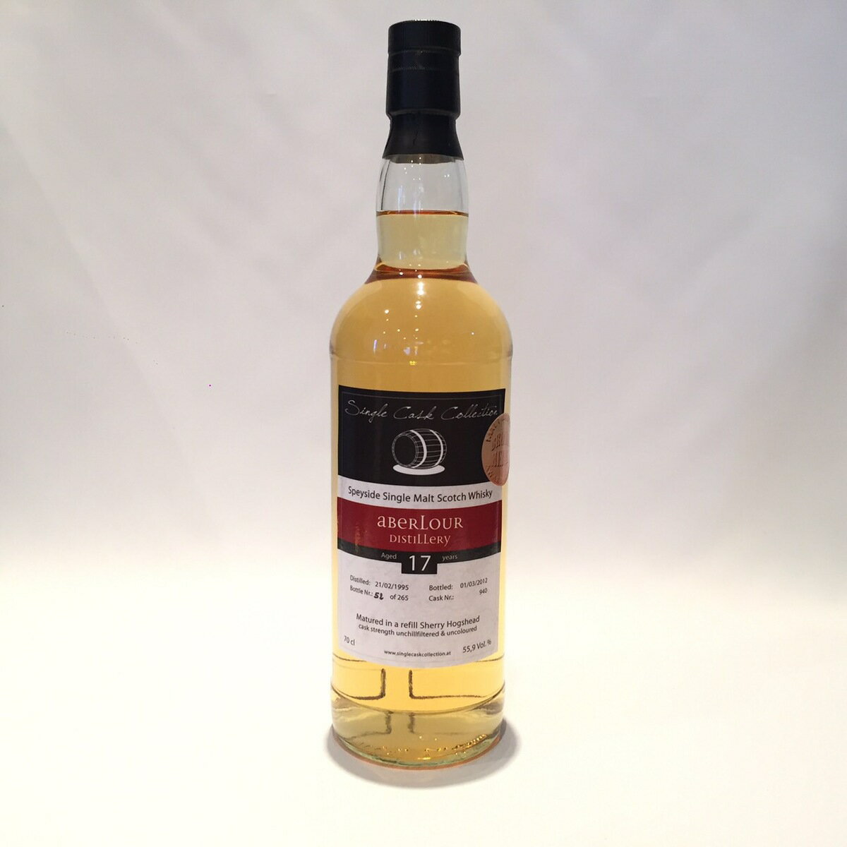 Ax[ Aberlour Single Cask Collection 1995-2012 17 Years old 55.9 Vol. % / 70 cl Cask 940 Refill Sherry Hogshead matured