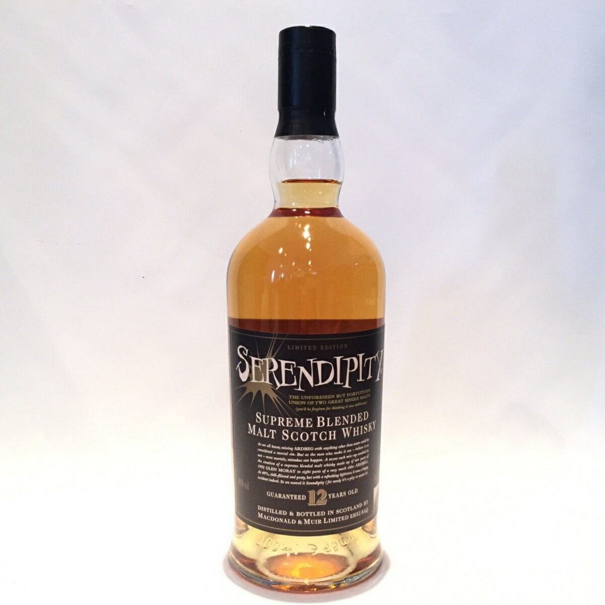 セレンディピティ Serendipity Madonald & Muir Ltd. 12 Years old 40% vol / 70 cl made up of 2 parts 1992 Glen Moray to eight parts of a much older Ardbeg