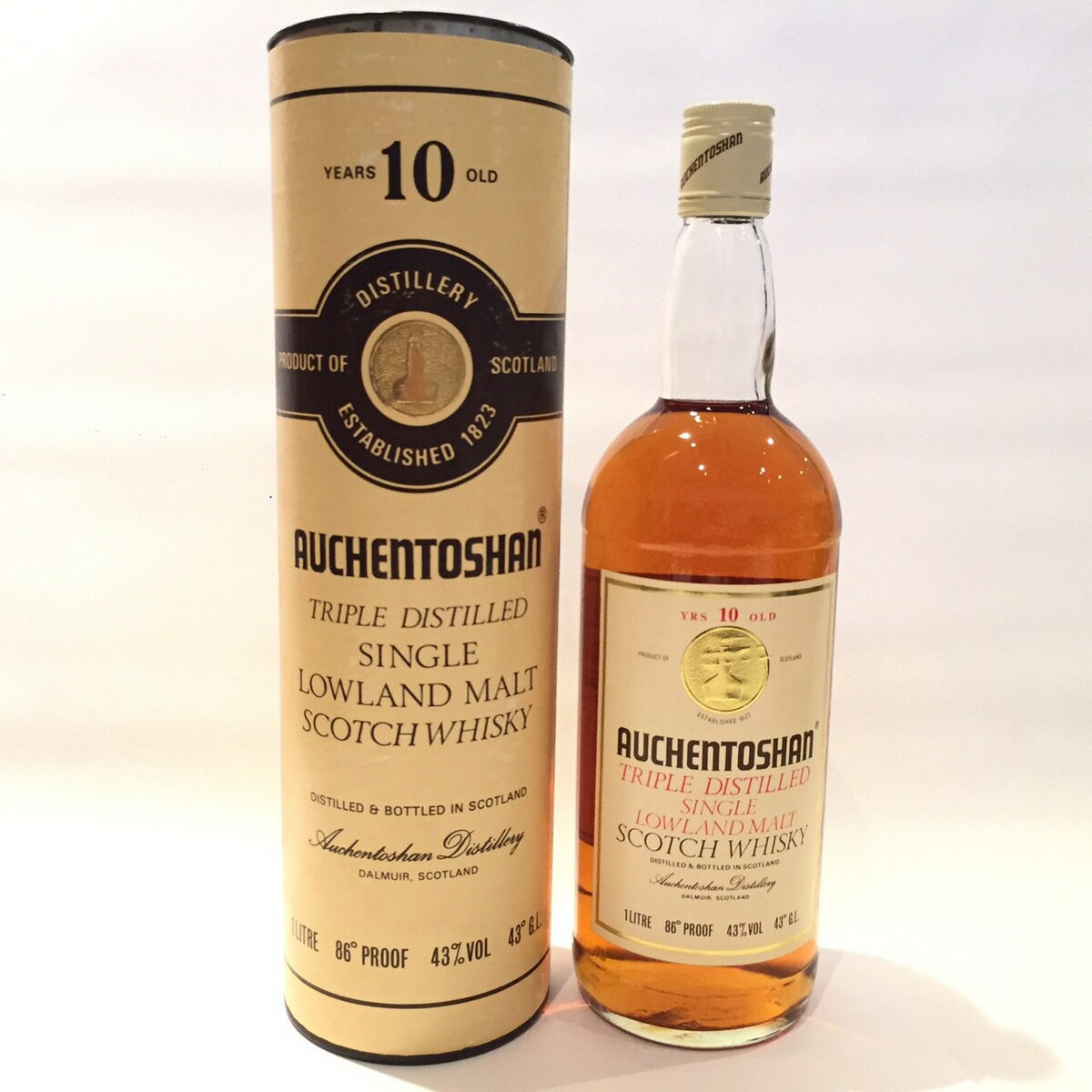 オーヘントッシャンAuchentoshanOriginal Bottling10 Years old86° PROOF 43%VOL 43° G.L. / 1LITRETriple Distilled