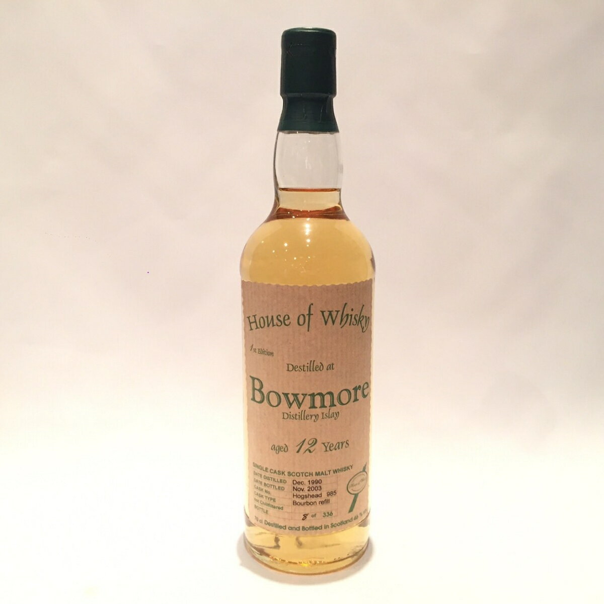 ボウモアBowmoreHouse of Whisky1990 - 200312 Years old46 % vol. / 70 clCask 985Refill Bourbon Hogshead maturedEdition No.1