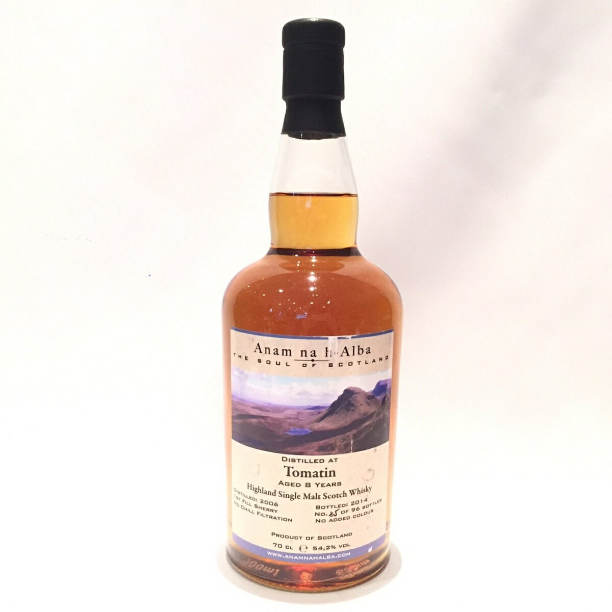 トマーティンTomatinAnam Na H-AlbaThe Soul of Scotland2006 - 20148 Years old54.2% VOL / 70 CLOne of 96Refill Sherry Cask matured