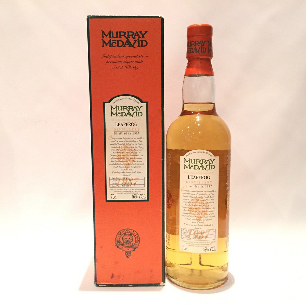 tCOLaphroaigMurray McDavidLeapfrog1987 - 200012 Years old46% VOL / 70clCask Ref. MM 4216