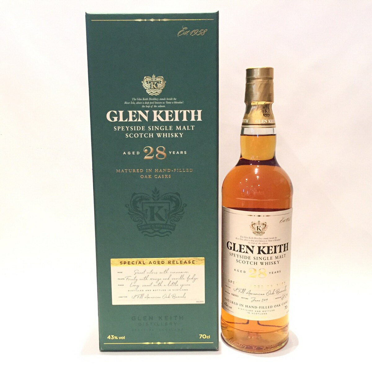 グレンキースGlen KeithOriginal BottlingDistillery Edition201928 Years old43% vol / 70clFirst Fill American Oak matured