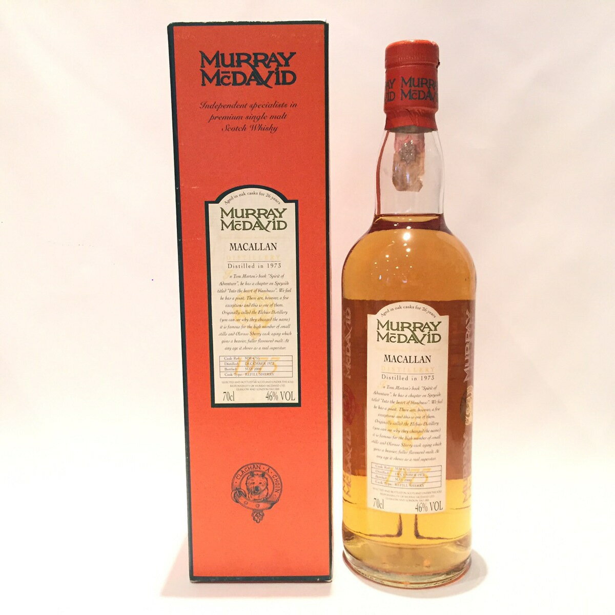 マッカラン Macallan Murray McDavid 1973 - 2000 26 Years old 46% VOL / 70c lCask Cask Ref: MM 4755 Refill Sherry Cask matured