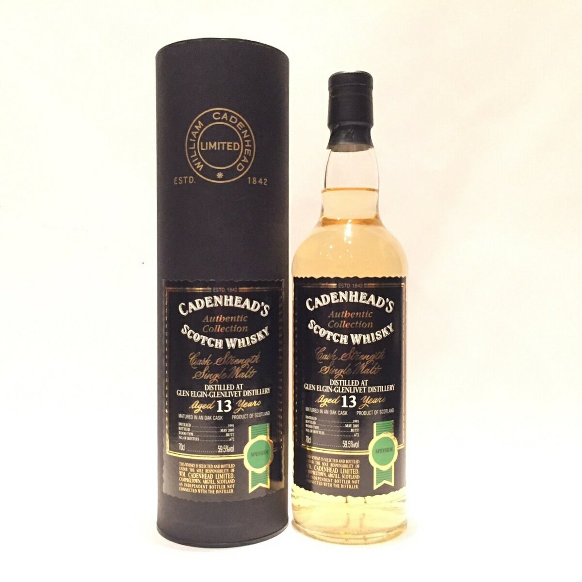 グレンエルギンGlen ElginWm. Cadenhead Ltd.Authentic Collection1991 - 200513 Years old59.5%vol / 70clButt maturedCask Strength Single Malt