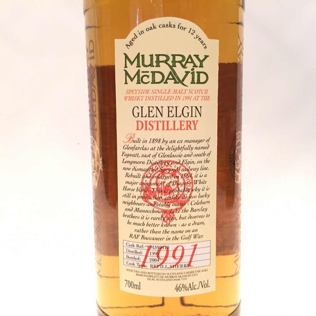グレンエルギンGlen ElginMurray McDavid1991 - 200412 Years46%Alc./Vol. / 700mlRefill Sherry Cask