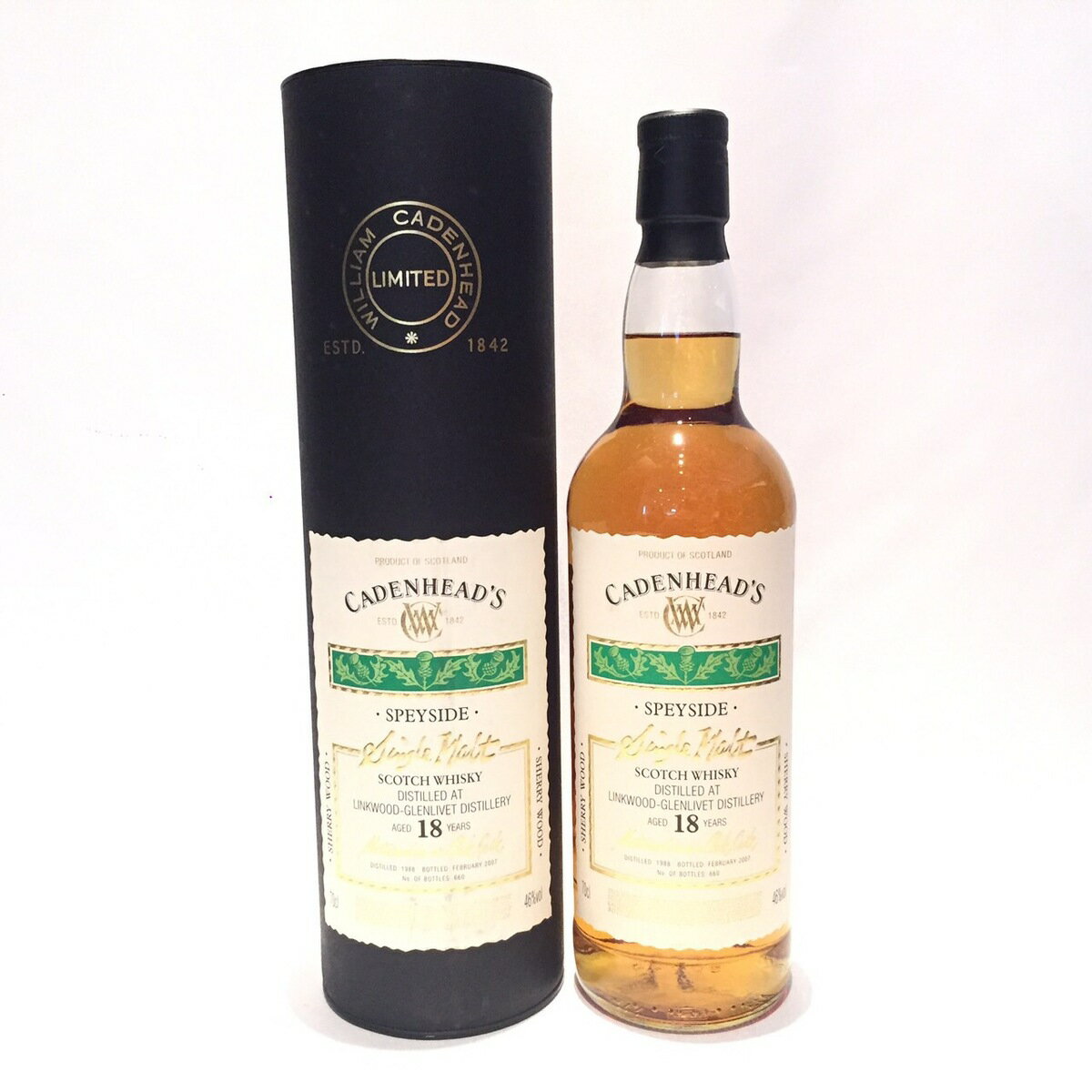 リンクウッド Linkwood Wm. Cadenhead 1988 - 2007 Aged 18 years 46%vol / 70cl Matured in Sherry Wood