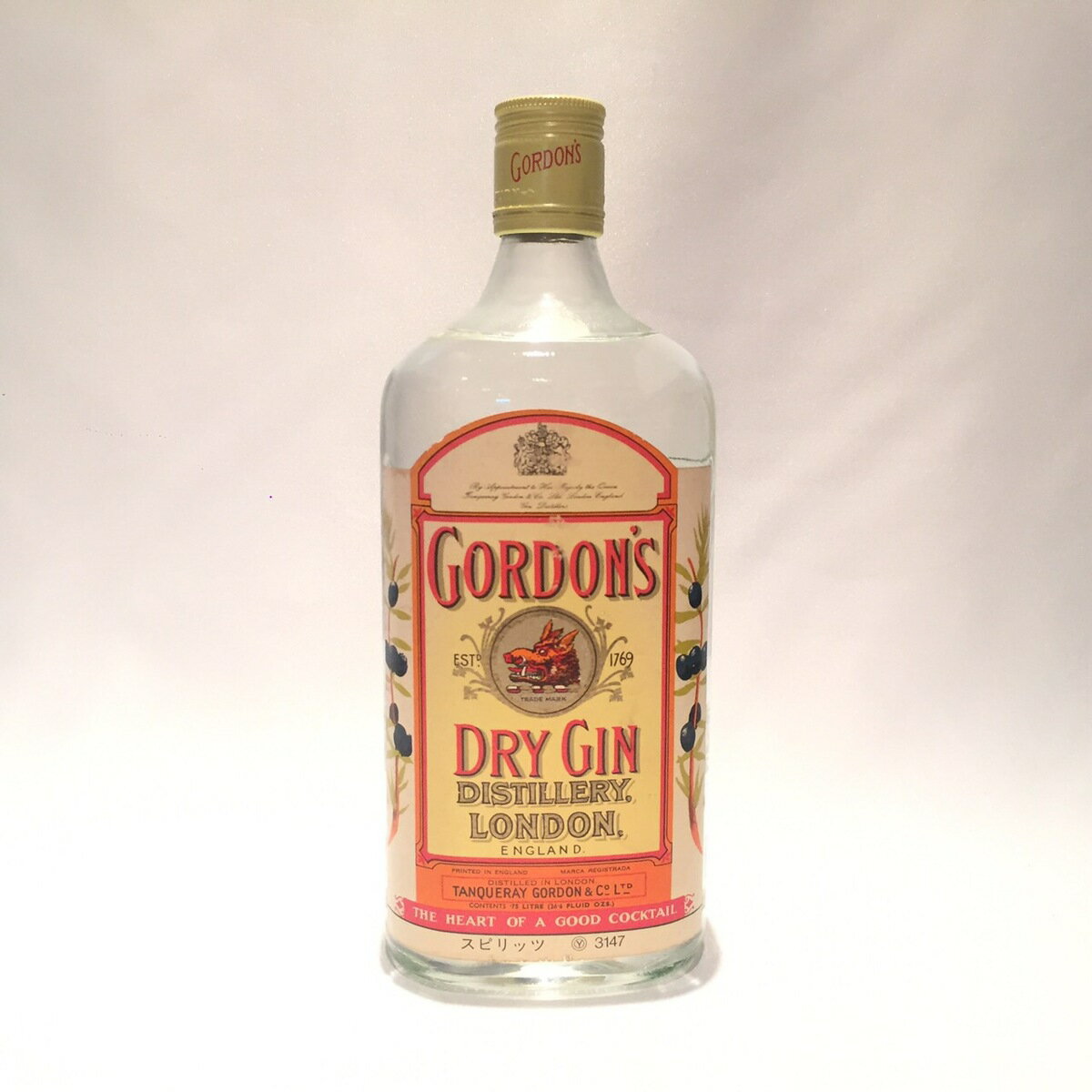 ゴードンズ ドライジン GORDON'S DRY GIN DISTILLERY LONDON 47% / 750ml