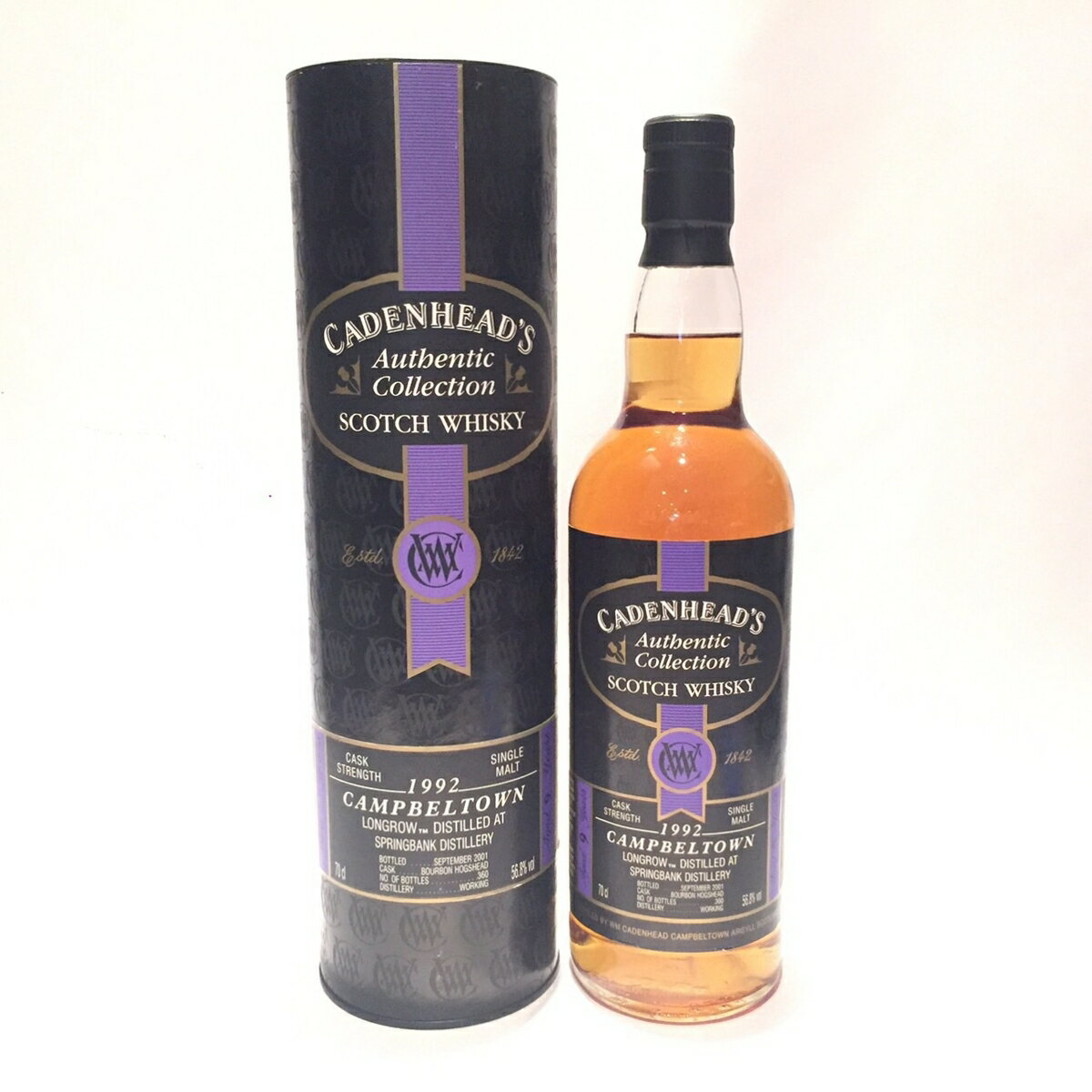 スプリングバンク ロングロウ Springbank Longrow Wm. Cadenhead 1992 - 2001 Aged 9 years old 56.8%vol / 70 cl Matured in Bourbon Hogshead