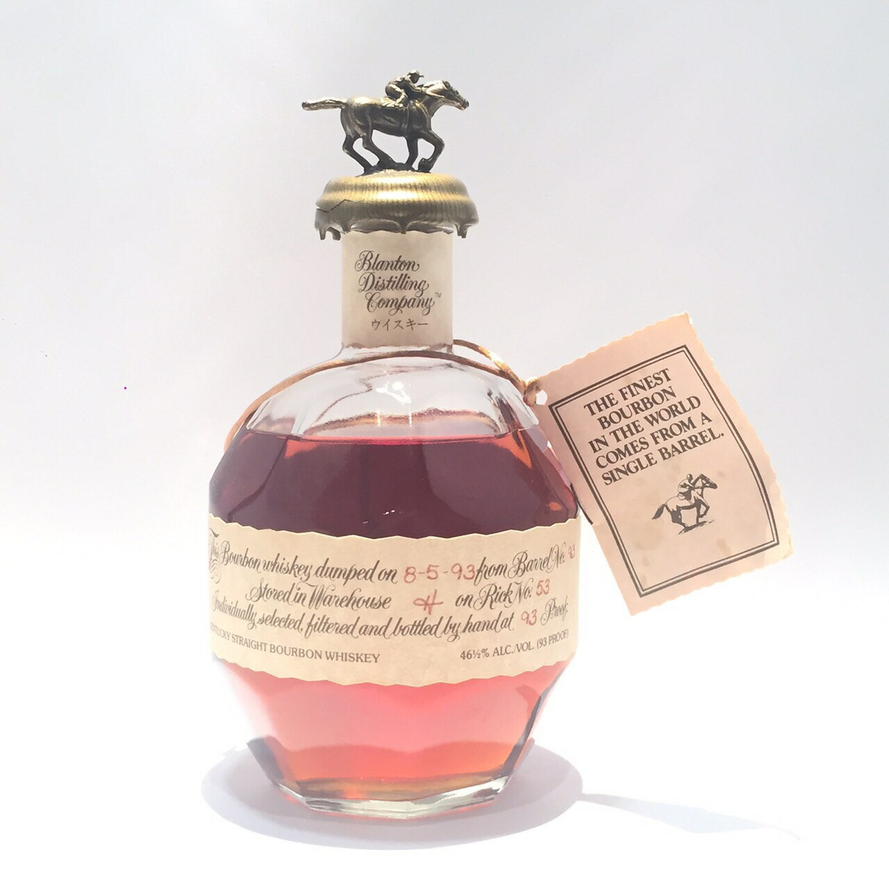 ブラントン 1993年樽番号 No.93Blanton 1993Barrel No.9346 1/2% ALC.VOL. (93 PROOF) / 750ml