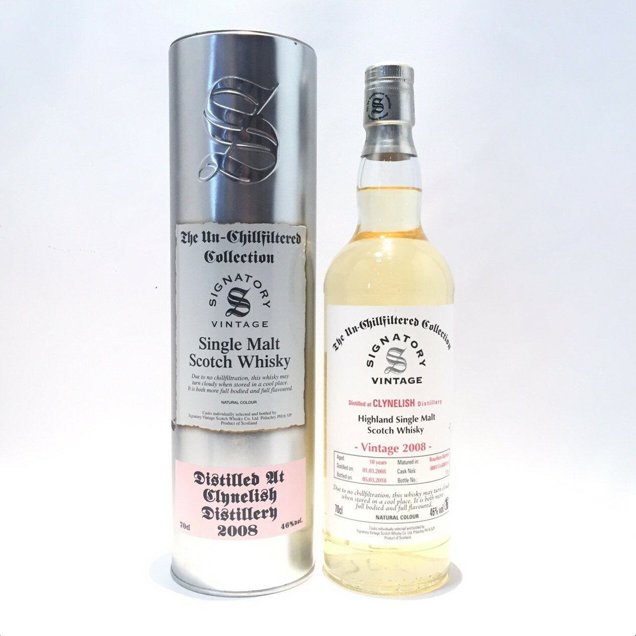 クライヌリッシュシグナトリー・ヴィンテージ2008 - 2018 10年CLYNELISHSIGNATORY・VINTAGE2008 - 2018　Aged 10 Years46％vol. / 70cl ★☆ 46% / 700ml 2