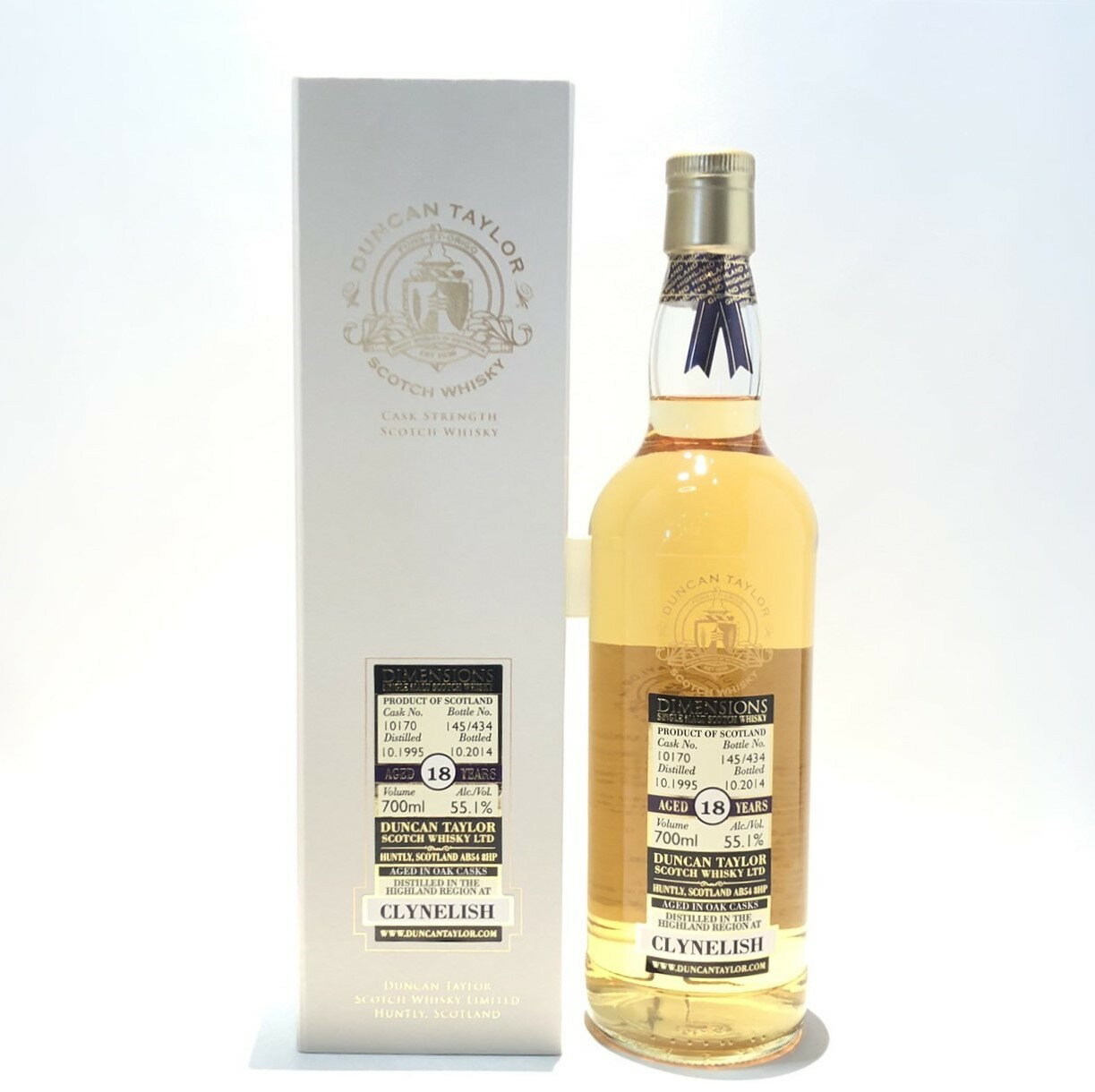 ダンカンテイラー社”ダイメンションズ”クライヌリッシュ蒸溜所18年（1995-2014）DUNCAN TAYLOR”DIMENSIONS”CLYNELISH DISTILLERAGED 18 YEARS Cask No.10170Bottle No.43455.1％vol ／ 700ml ★☆ 55.1% / 700ml 2