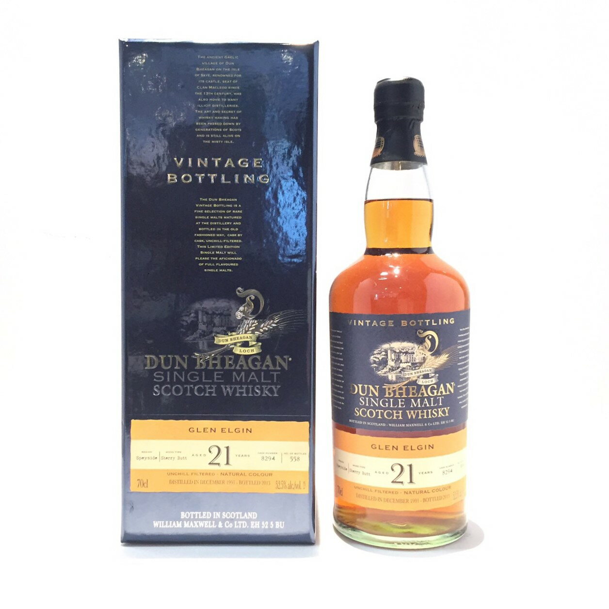 ダン ビーガングレンエルギン21年1991-2013DUN BHEAGANGLEN ELGIN AGED 21 YEARSREGION : SpeysideWOOD TYPE : Sherry ButtCASK No : 8294BOTTLES No : 55870CL / 52.5%VOL