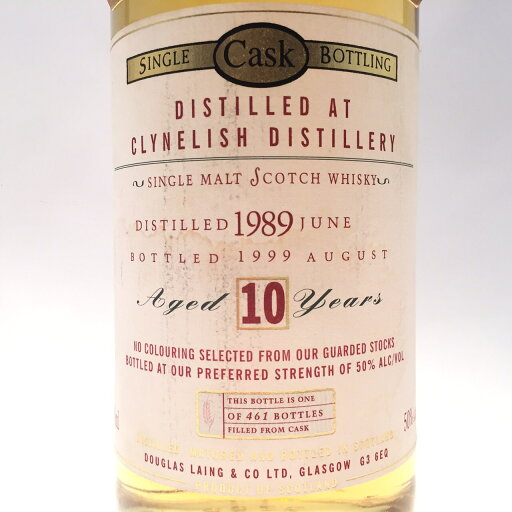 クライヌリッシュ 10年ダグラスレイン社1989 - 2999CLYNELISHAged 10 YearsDOUGLAS LAING & CO LTD.50% ALC/VOL / 700ml