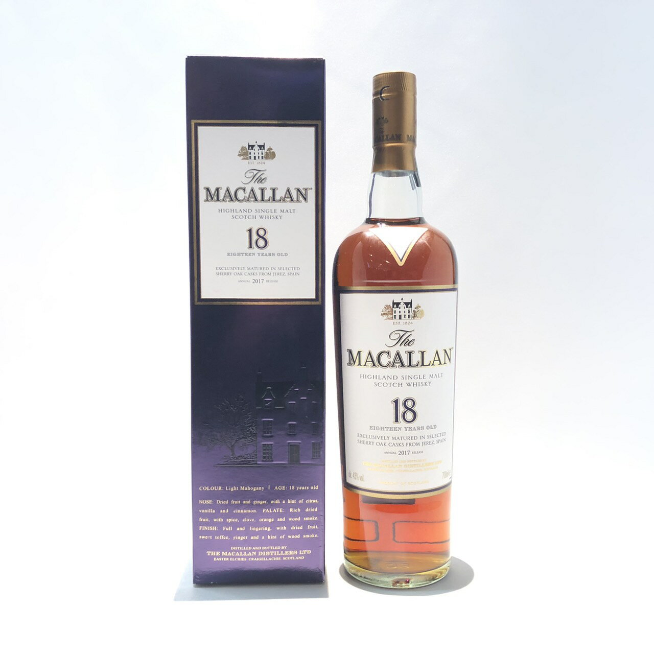 }bJ 18N2017The MACALLAN18 YEARS OLDANNUAL 2017 RELEASE43% Vol. / 700ml