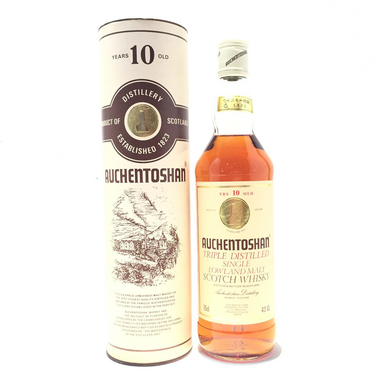 AUCHENTOSHAN 特級オーヘントッシャン 10年AUCHENTOSHANYEARS 10 OLD43GL / 75cl