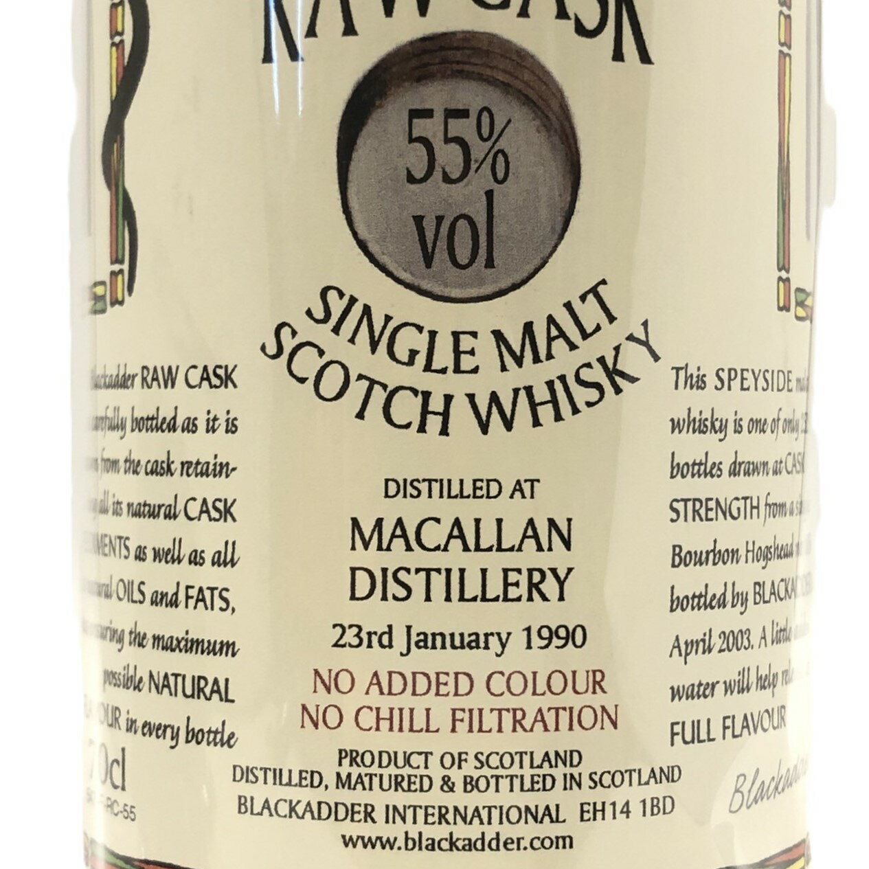 マッカラン ブラッカダー（ブラックアダー）ノーチルフィルタレイションMACALLAN BLACK ADDERNo chill-filtration 1990-2003700ml ／ 43％vol