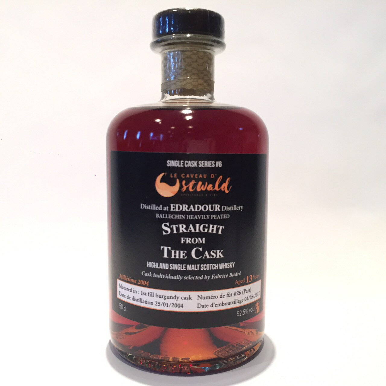 エドラダワーEdradour Straight from the CaskBottled for Le Caveau D'OstwaldOriginal Bottling2004 - 201713 Years oldCask 26 (Part)Burgundy Cask maturedSingle Cask Series No.652.5% / 500ml