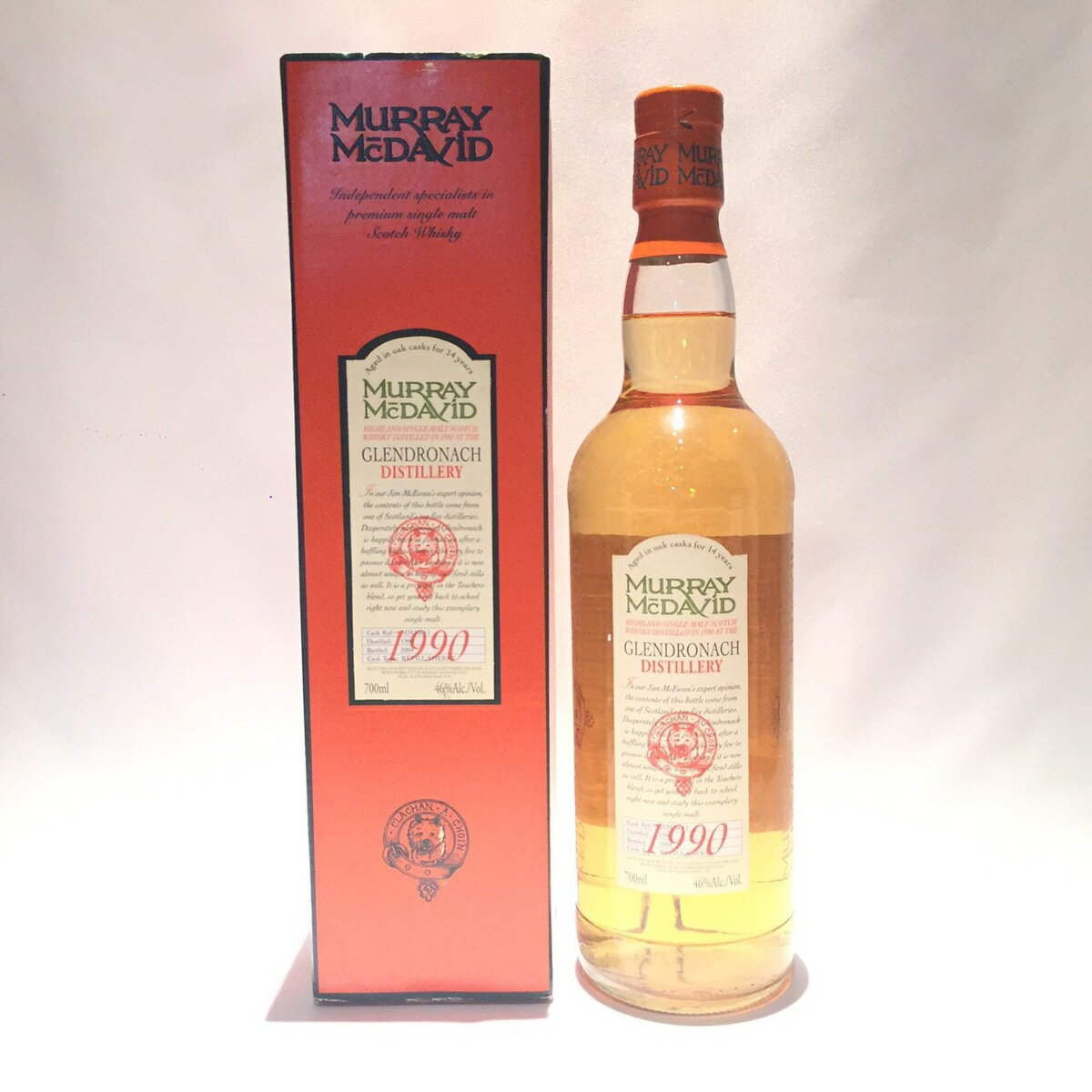 マーレイ—・マクダヴィッドグレンドロナック1990 - 2004Aged 14年MURRAY McDAVIDGLENDRONACH1990 - 2004Aged 14 years46%Alc. / Vol. / 700ml