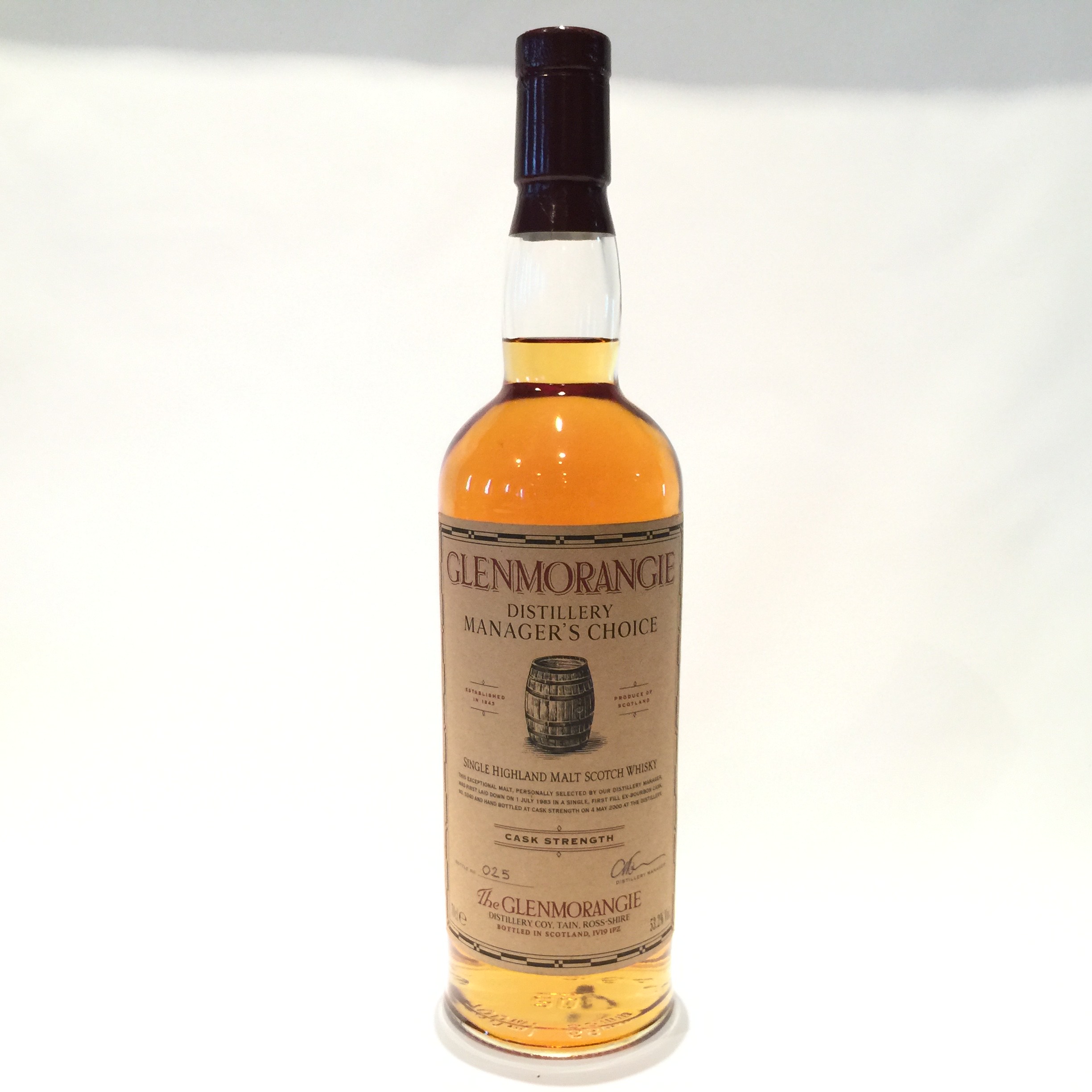 GlenmorangieグレンモーレンジOriginal BottlingDistillery Manager`s Choice1.July 1983b.4.May 2000Cask 5340First Fill Bourbon Cask maturedSingle Highland Malt Scotch Whisky53.2% Vol.70 cl e