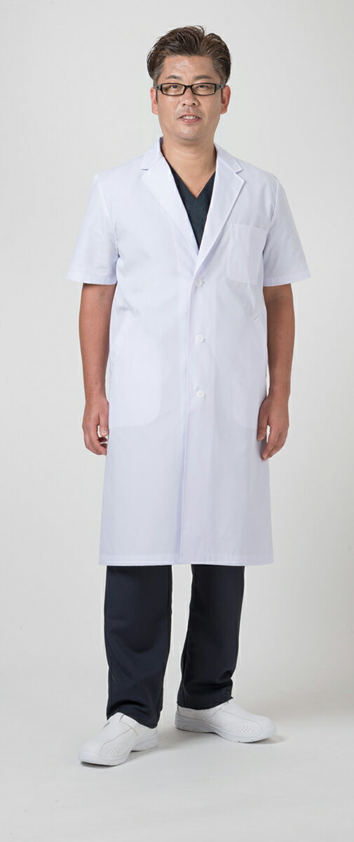 FOLK 1532PO メンズドクターコート 診察衣 半袖 男性用 白衣 シングル医療衣