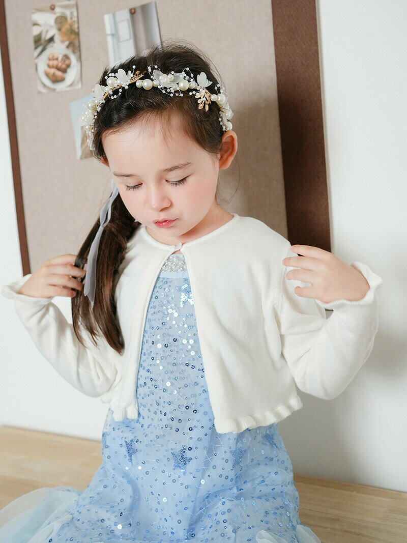 キッズボレロ女の子ボレロベビー結婚式レースジャケット長袖結婚式レースボレロキ...