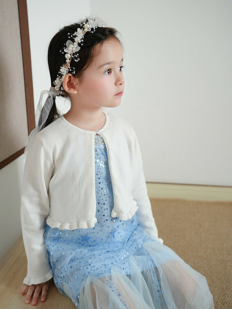 キッズボレロ女の子ボレロベビー結婚式レースジャケット長袖結婚式レースボレロキ...